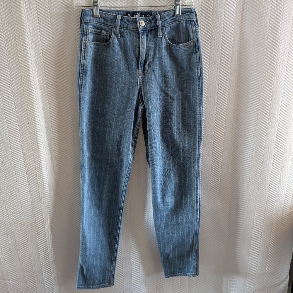 Hollister Ultra High Rise Mom Jean Striped Stretch Denim Blue Size 27 / 5R